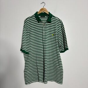 Masters Collection Polo Shirt Mens XL Green White Striped Pima Cotton Golf